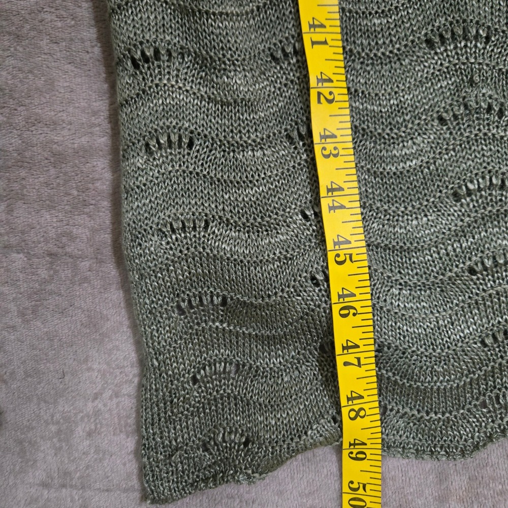 Moral Fiber Duster Cardigan Women 3X Green Open Front Crochet Knit Festival Boho - Picture 7 of 8